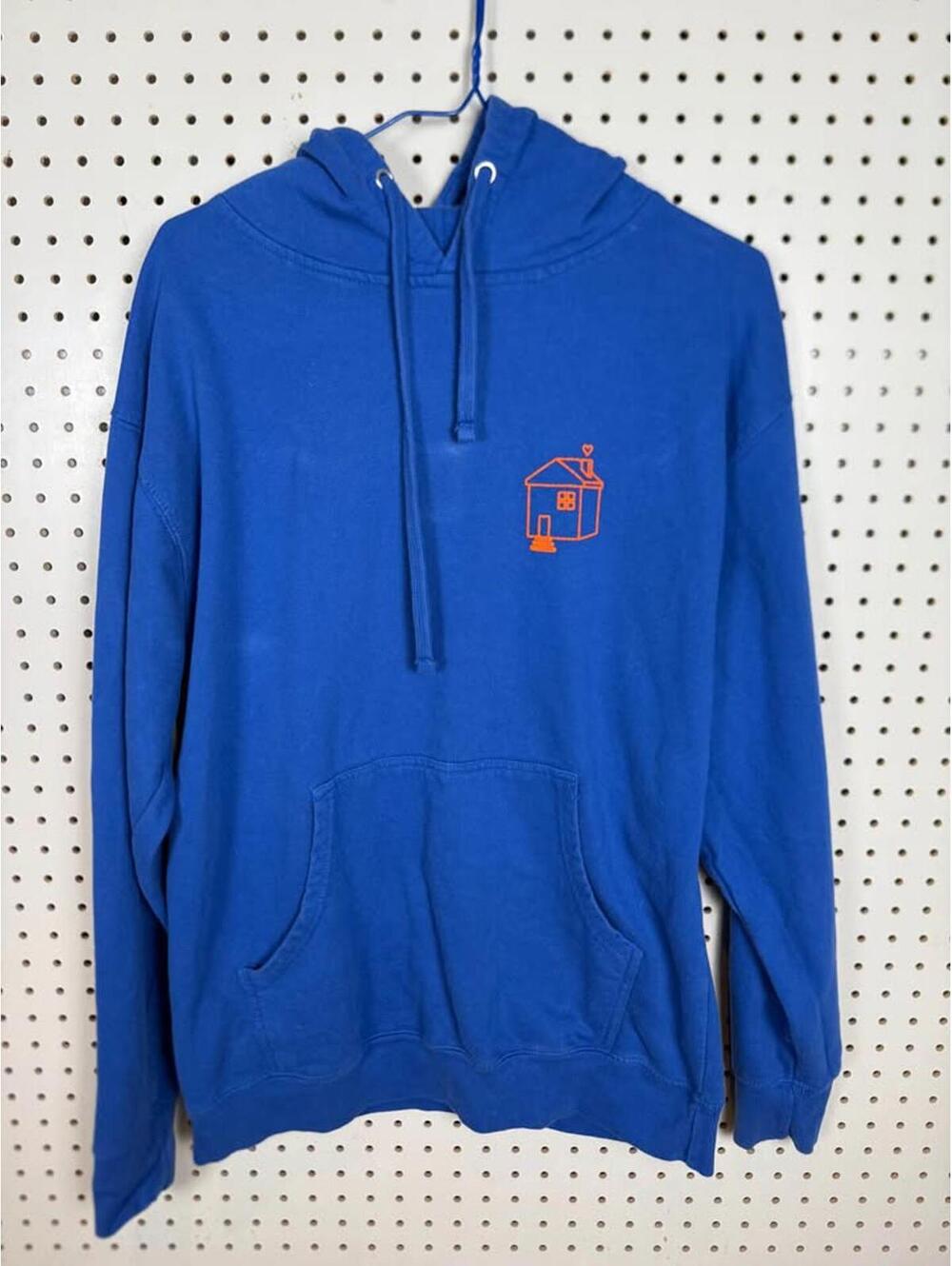 Blue Hooded Sweatshirt with Small House Logo